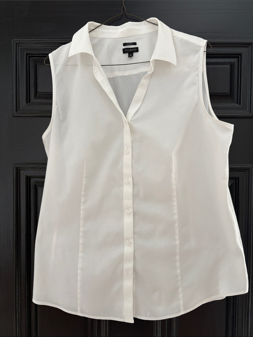 Talbots White Sleeveless Button-Down Blouse